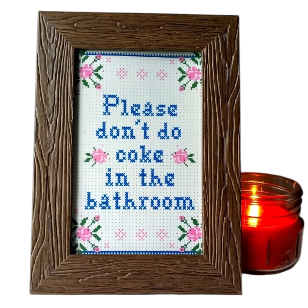 Don't do c@ke funny Bathroom Restroom washroom Faux Framed Art Print Funny Photo